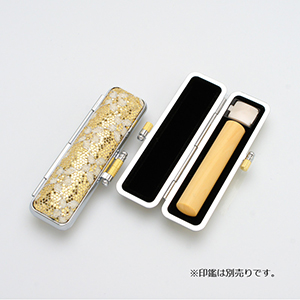 印鑑ケース きらめきラメケース/花柄 ゴールド （10.5-12.0mm）