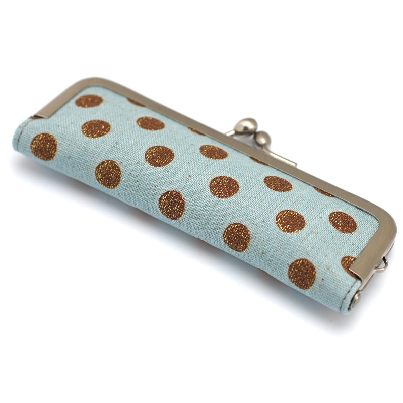 がま口印鑑ケース ドットブルー