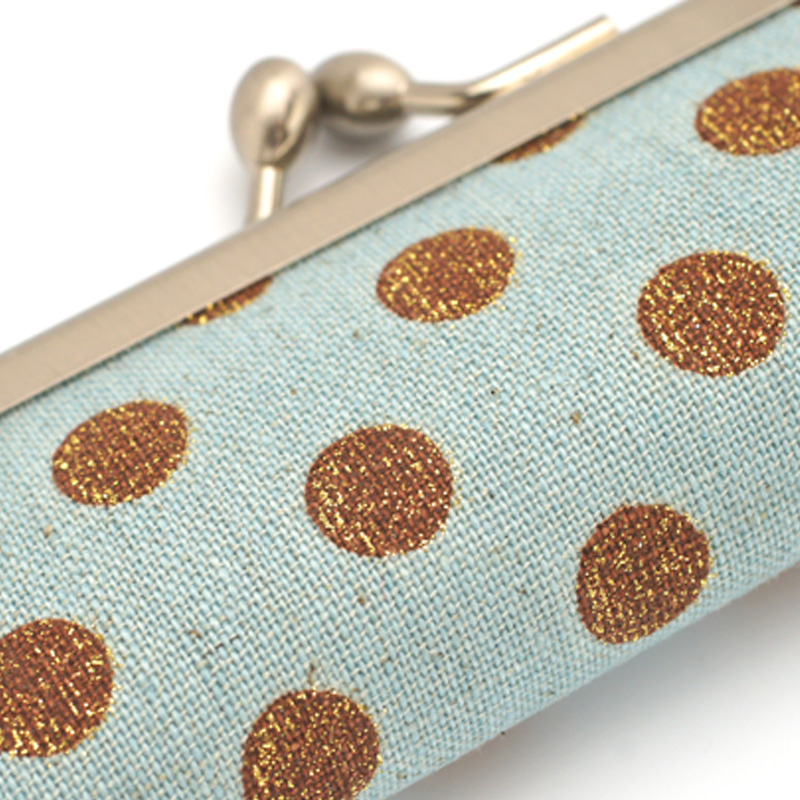 がま口印鑑ケース ドットブルー