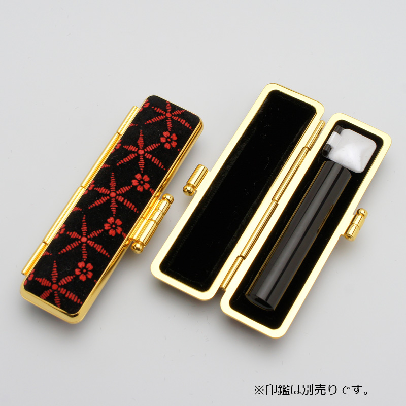 印鑑ケース いちふ(ICHIFU)/金枠ケース(朱肉付き) 赤ざくら *IB-11205(10.5mm-12.5mm)