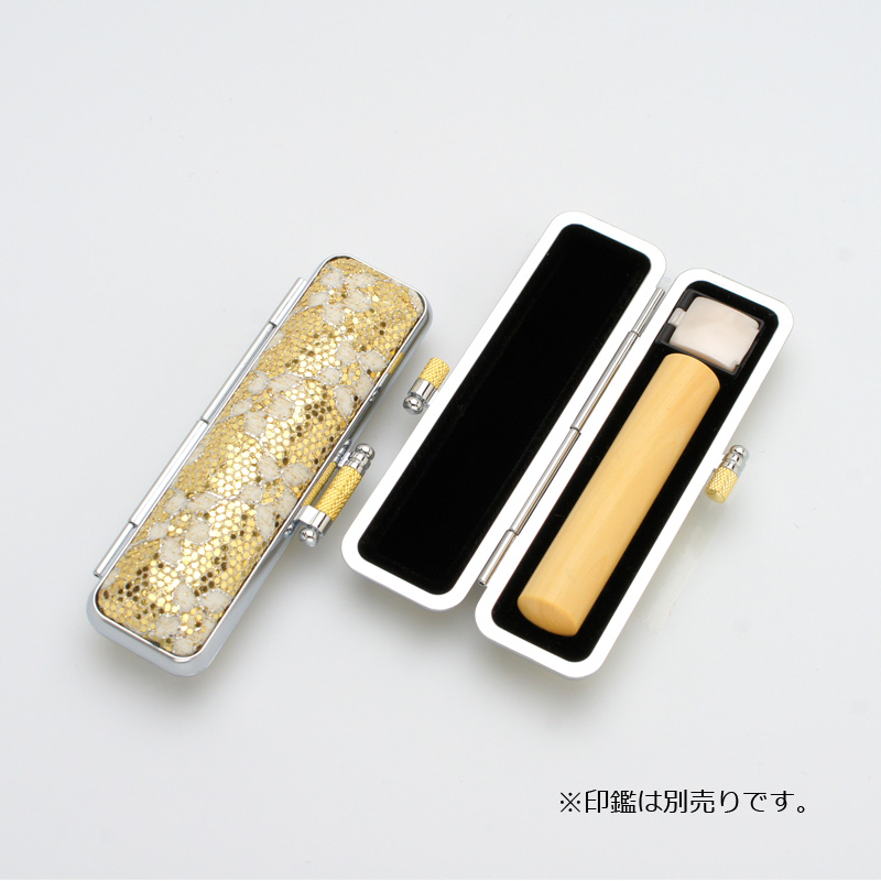 印鑑ケース きらめきラメケース/花柄 ゴールド (10.5-12.0mm)