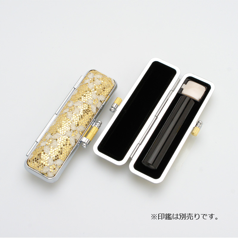 印鑑ケース きらめきラメケース/花柄 ゴールド (10.5-12.0mm)