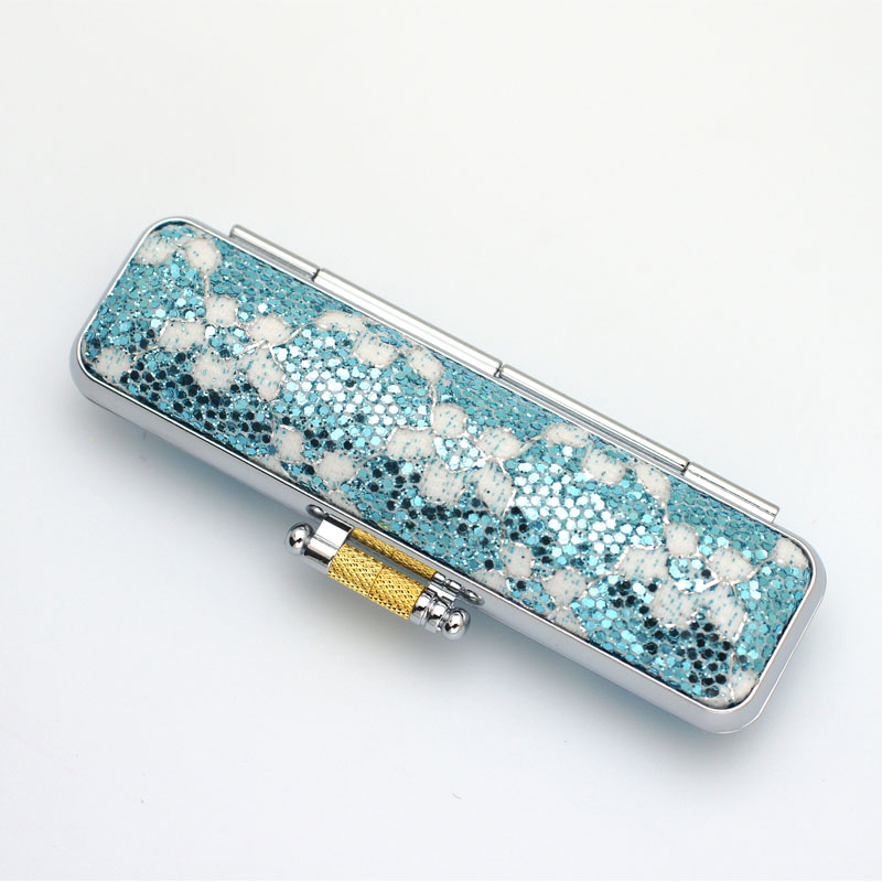 印鑑ケース きらめきラメケース/花柄 ブルー (10.5-12.0mm)