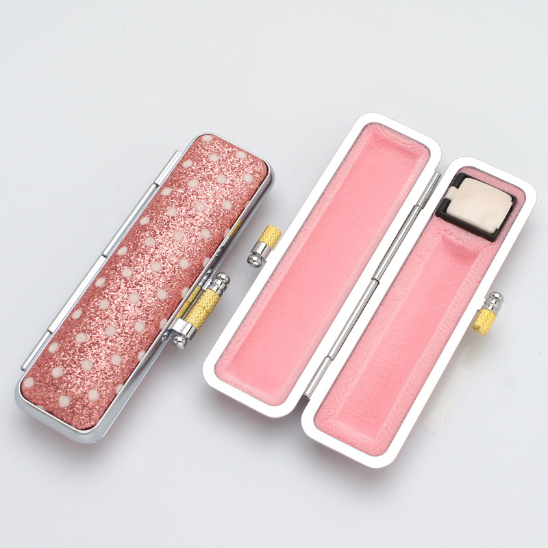 印鑑ケース きらめきラメケース/水玉 ピンク (10.5-12.0mm)