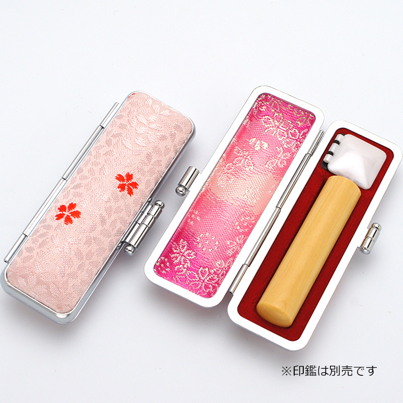 桜柄印鑑ケース レッド 10.5-12.0mm
