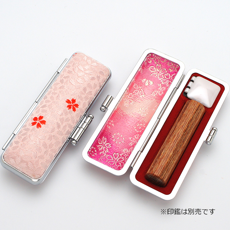 桜柄印鑑ケース レッド 10.5-12.0mm