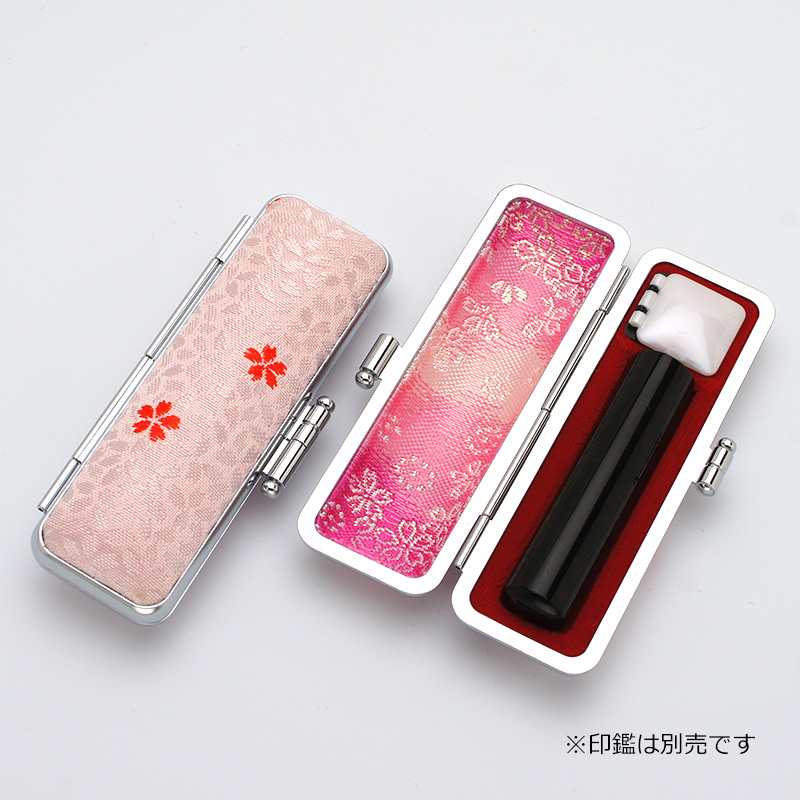 桜柄印鑑ケース レッド 12.5-15.0mm
