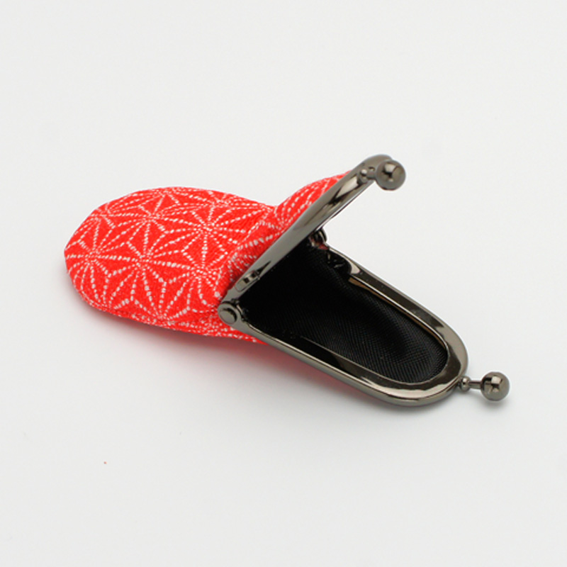 印鑑ケース お財布タイプ 縦入れ用・麻の葉柄(赤) (対応印鑑:10.5mm-16.5mm)