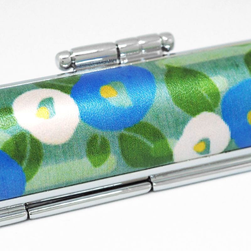 印鑑・ケースセット 和(なごみ)ざいくプレミアム 椿あそび 青/朱色印面/12.0mm WB-80