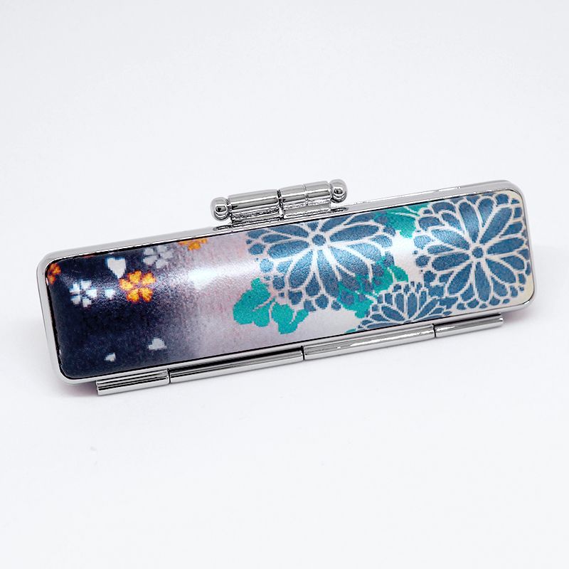 印鑑・ケースセット 和(なごみ)ざいくプレミアム 花火菊 紫/朱色印面/12.0mm WB-81