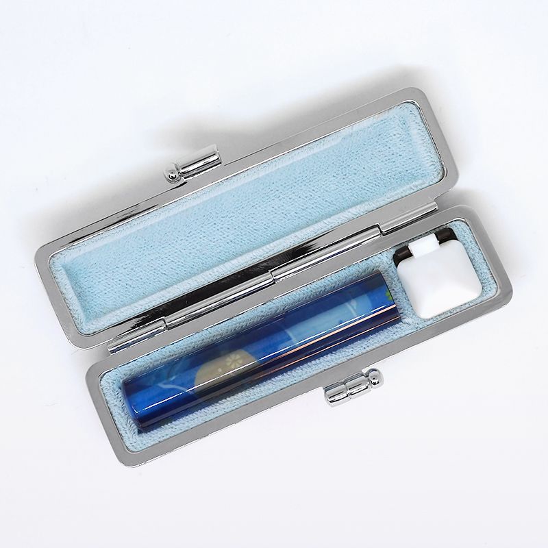 印鑑・ケースセット 和(なごみ)ざいくプレミアム ヨーヨー 青/朱色印面/12.0mm WB-83