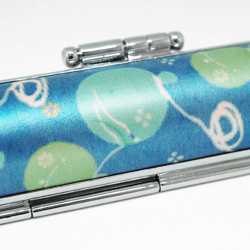 印鑑・ケースセット 和(なごみ)ざいくプレミアム ヨーヨー 青/朱色印面/12.0mm WB-83