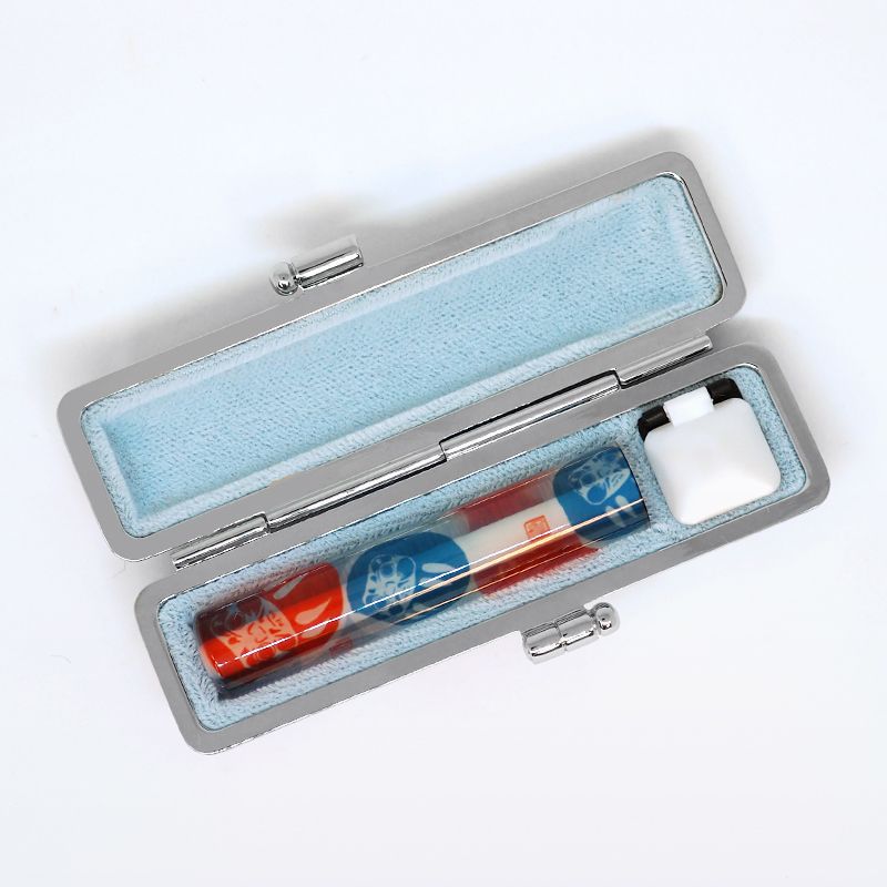 印鑑・ケースセット 和(なごみ)ざいくプレミアム 寿だるま 青/朱色印面/12.0mm WB-84