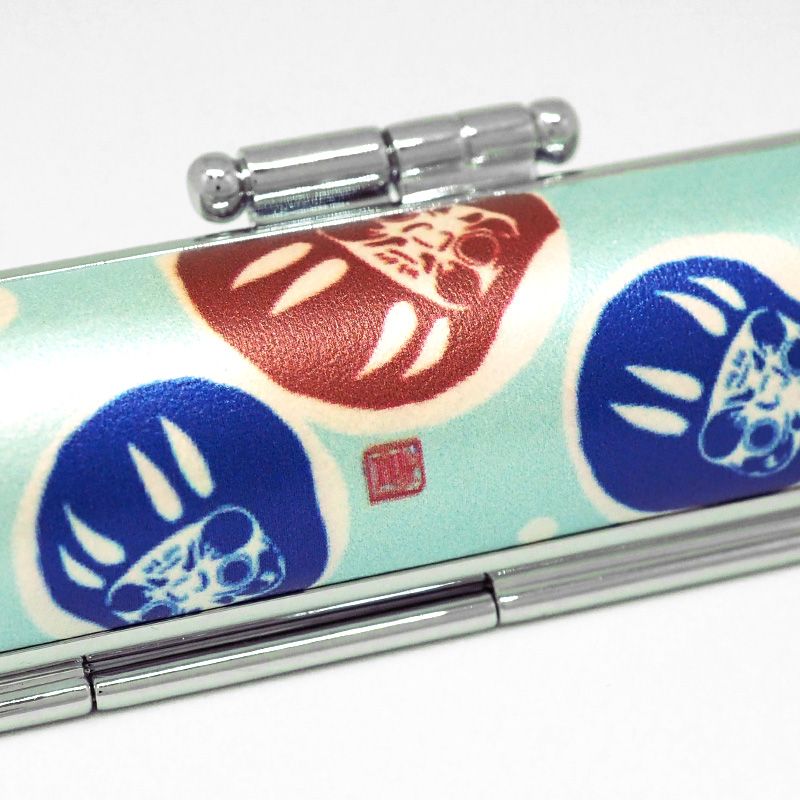 印鑑・ケースセット 和(なごみ)ざいくプレミアム 寿だるま 青/朱色印面/12.0mm WB-84