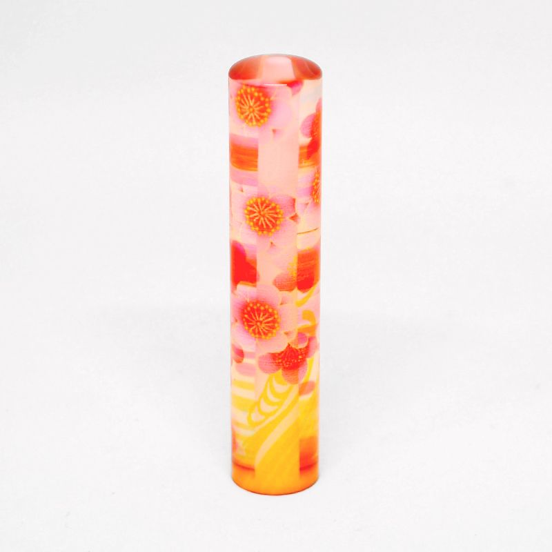 印鑑・ケースセット 和(なごみ)ざいくプレミアム 桜流水 ピンク/朱色印面/12.0mm WR-87