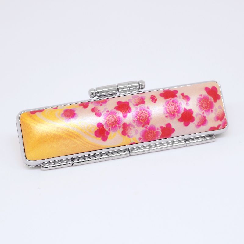 印鑑・ケースセット 和(なごみ)ざいくプレミアム 桜流水 ピンク/朱色印面/12.0mm WR-87