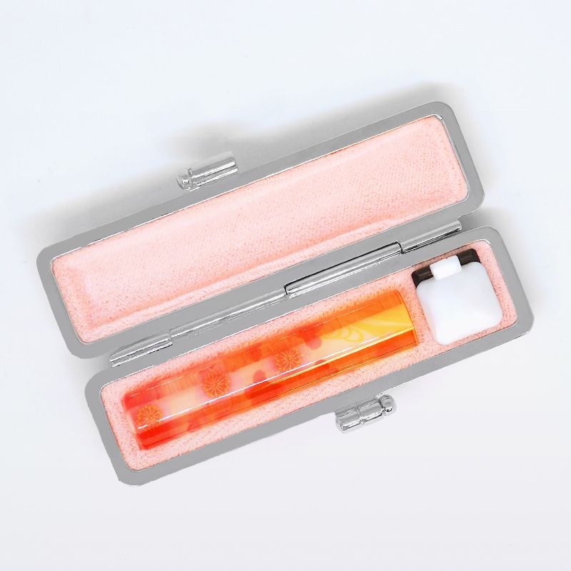 印鑑・ケースセット 和(なごみ)ざいくプレミアム 桜流水 ピンク/朱色印面/12.0mm WR-87