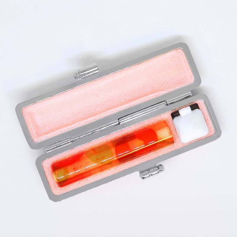 印鑑・ケースセット 和(なごみ)ざいくプレミアム 椿あそび 赤/朱色印面/12.0mm WR-88