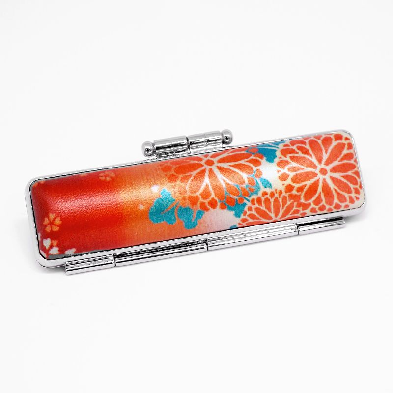 印鑑・ケースセット 花火菊 赤/朱色印面 (印材：12.0mm ケース