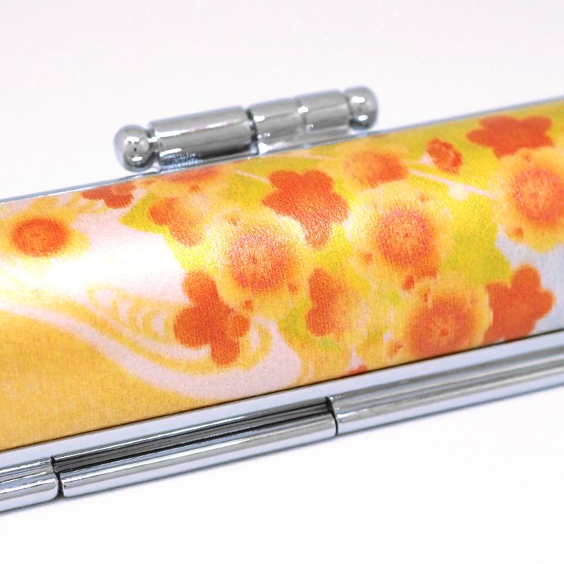 印鑑・ケースセット 和(なごみ)ざいくプレミアム 桜流水 黄/朱色印面/12.0mm WY-95