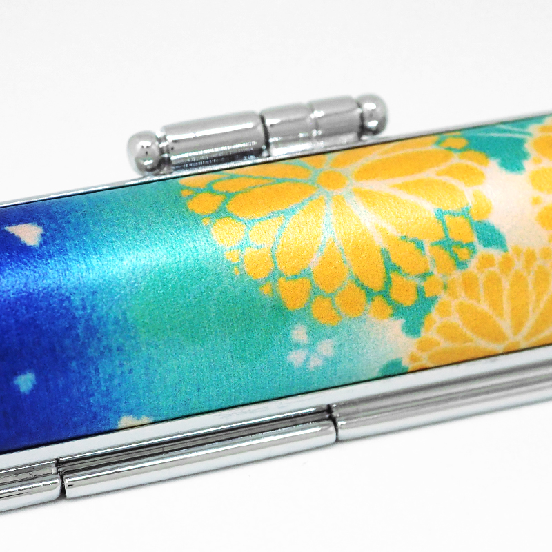印鑑・ケースセット 和(なごみ)ざいくプレミアム 花火菊 黄/朱色印面/12.0mm WY-97