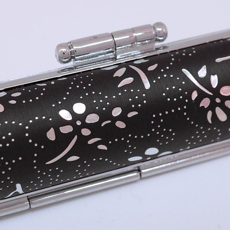 印鑑・ケースセット 銀花 ブラック/12.0mm