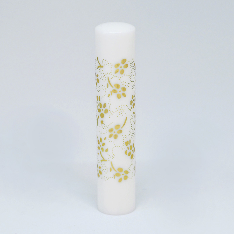 印鑑ケース（ホワイト） 印鑑・ケースセット 金花 ホワイト/12.0mm │キレイはんこ