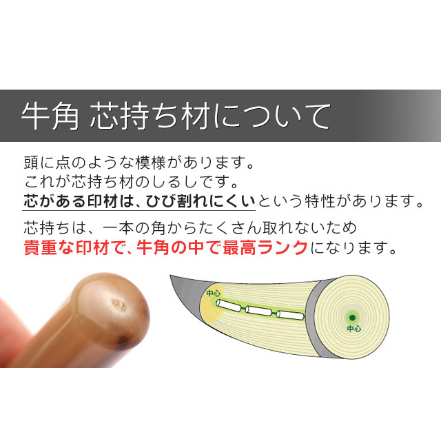 銀行印 牛角・中色 13.5mm
