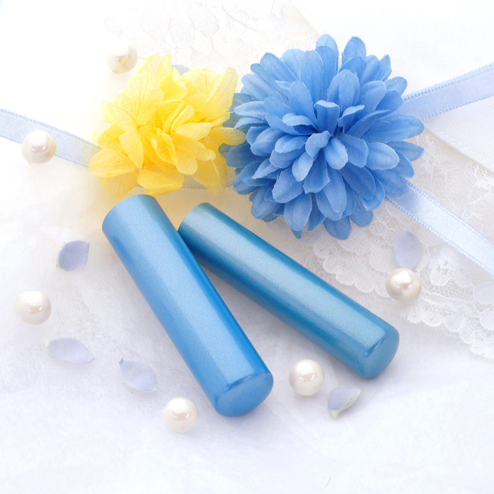 銀行印 パールスティック アイスブルー 12.0mm 印鑑ケース【サニーケース】