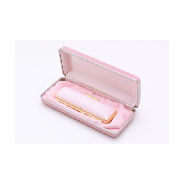 チタン印鑑/実印 プリズム【カラー】 15.0mm 【ピンク・ファンシーケース付】
