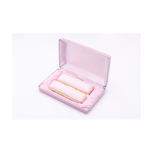 銀行印13.5mm/認印12.0mmの印鑑2本セット パールスティック Pearl Stick 【ピンク・ファンシーケース付】