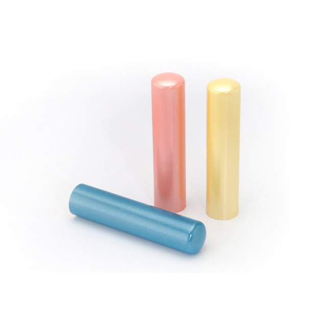銀行印13.5mm/認印12.0mmの印鑑2本セット パールスティック Pearl Stick 【ピンク・ファンシーケース付】