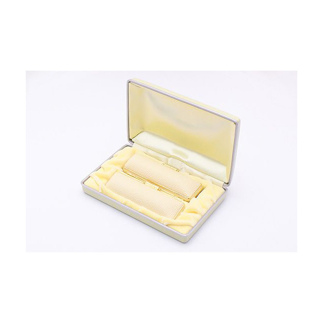 銀行印13.5mm/認印12.0mmの印鑑2本セット パールスティック Pearl Stick 【イエロー・ファンシーケース付】