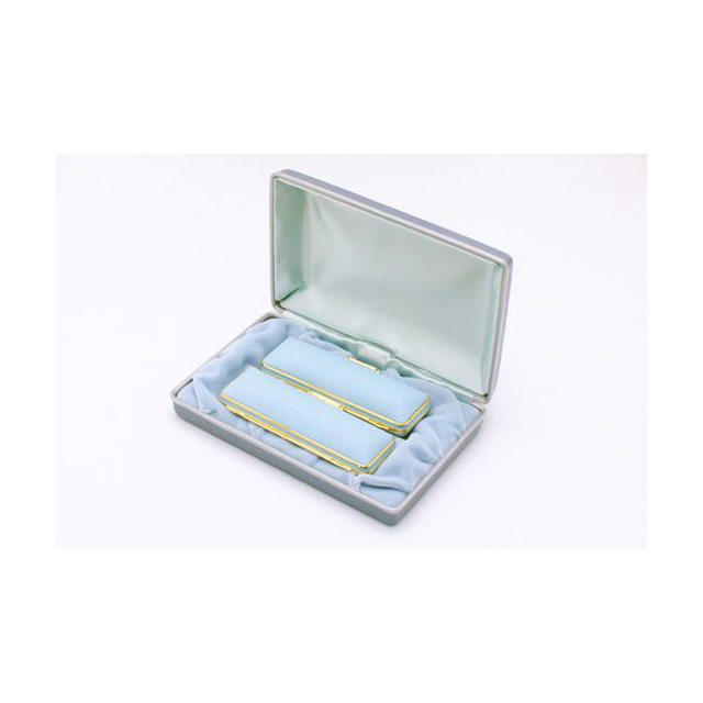 銀行印13.5mm/認印12.0mmの印鑑2本セット プリズムチタン【6色から選べる】 【ブルー・ファンシーケース付】