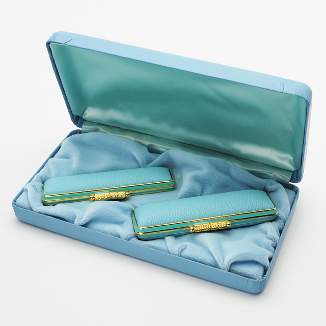 実印・銀行印 MSセット（15.0/12.0） アグニ 【マカロンブルー・デコレーションケース】